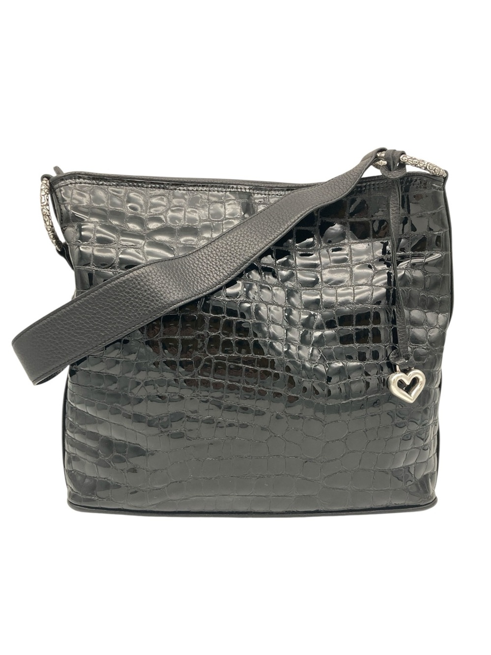 Vintage Brighton Y2K Crocodile Embossed Slouchy Patent Leather Tote Bag